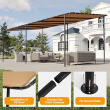 Breezestival 20x12 Lean to Pergola Outdoor Gazebo with Water Resistant & UV-Resistant, Sloped Roof Awning Wall-Mounted Canopy for Patio Backyard, Deck, or Garden Khaki