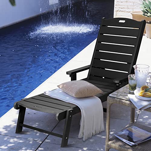 hOmeQomi Lounge Chair Set of 4 Adjustable Backrest All Weather Waterproof Black
