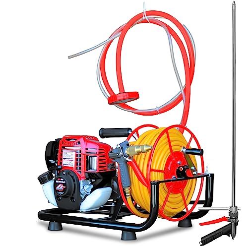 Tomahawk Power 1.3HP Skid Sprayer with Honda GX35, 100ft Hose, 500 PSI Pump Red