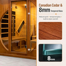 AURGOD Far Infrared Home Sauna Room, Luxurious Canadian Red Cedar Sauna with 2 Oversize Recliners, 220V, 3400 W, 9 Heating Element, Bluetooth Speakers, Ceiling Chromotherapy, Oxygen Bar, Low EMF