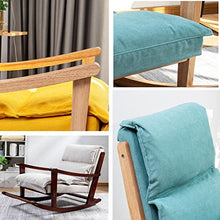 XYWGBMS Patio Lounge Chairs Upholstered Rocking Chair, Solid Wood Frame Rocker Chair with Thickened Cushion, PP Cotton Filling Padded Seat for Porch Living Room Balcony,E