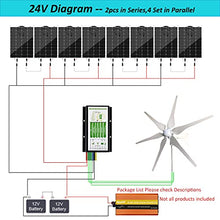 1360 Watts Solar Wind Turbine Generator Power Kit: 1pc 400 Watt 24V Wind Turbine + 8pcs 120W Glass Solar Panels + Solar Wind Hybrid Controller + Z Brackets Mount