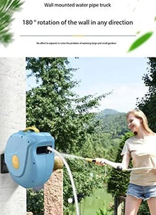 Retractable Garden Hose Reel, 20m Automatic Recycling Hose Cart, Wall-Mounted with 180° Rotating Bracket for Easy Watering and Storage