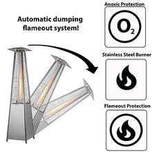 JAK BBQ J 6000 Pyramid Patio Heater 42,000 BTU Pyramid Flame Patio Outdoor Heater with Cover Glass Tube Steel Propane Heater with Wheels outdoor heater