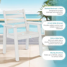 LUXOAK 7-Piece Outdoor Dining Set, 71" HDPE Table with 6 Chairs, Large Outside Patio Furniture with Umbrella Hole for Garden, Backyard, Poolside, White