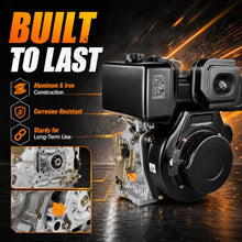 10HP Diesel Engine 418cc, 4-Stroke Air-Cooled Motor Recoil Start, Black