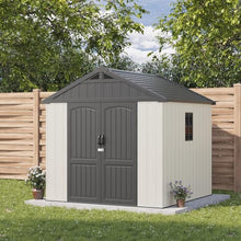 Patiowell 8x8 FT Resin Outdoor Storage Shed with Floor, Beige