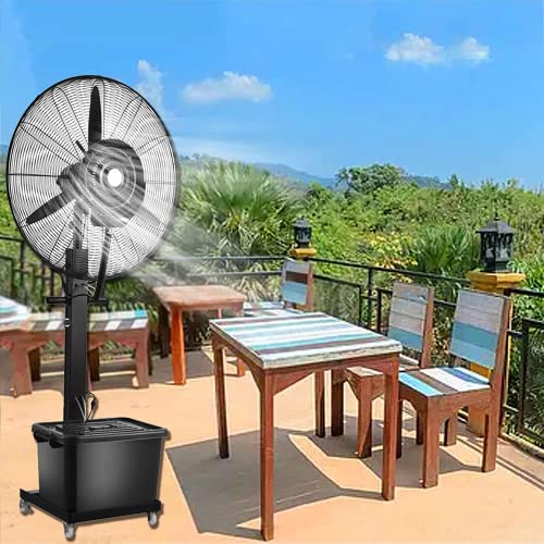 CUTPOIY Oscillating Misting Fan, 43L Tank, 3 Speeds, Industrial Standing Pedestal Fan for Cooling Shop, Garage, Barn or Workspace, 80CM