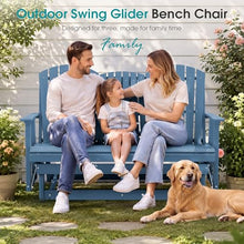 SERWALL 3 Person Glider Bench with iPad Placement and Cup Holder,Navy
