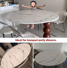 Innovz White Marble Top Banquet Table, Foldable Round Dining Table Without Legs, Waterproof Wooden Kitchen Table Top, Home Commercial Temporary Desk Top(140cm(55inch))