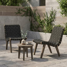 Hassyee 3 Pieces Outdoor Bistro Set with Wood&Metal Frame and Round Table for Poolside, Balcony, Outdoor Furniture Set with Elastic Rope Strap Weave for Garden, Lawn