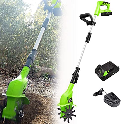 Garden Tiller, Portable Cordless Electric Rotavator, Garden Tiller Rotavators with 4000Mah Rechargeable Battery and Charger, Electric Hand Tiller Soil Cultivator for The Garden
