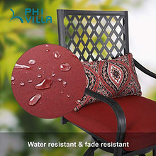 PHI VILLA Patio Outdoor Swivel Bar Stools Set of 4 with Cushion and Armrest Red