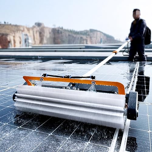 Asiwnshw Electric Reach Solar Panel Cleaning Brush Kit, Telescopic Water Fed Pole, Pool Cleaning Brush for Window Outdoor Roof Cleaner Kit(5.5m/18ft)