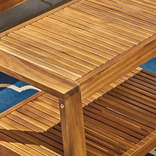 Great Deal Furniture GDFStudio Outdoor Teak Finished Acacia Wood Loveseat and Coffee Table Set with Red Water Resistant Cushions