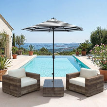 California Umbrella 12-Year Protection 7.5-Ft Outdoor Patio Umbrella, Sunbrella Fade-Resistant Fabric, Auto-Tilt, Heavy Duty Aluminum Frame, 8 Reinforced Ribs for Pool or Deck, Black Pole, Cabana Classic