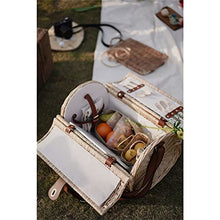 Storage Baskets,Large Rattan Crossbody Picnic Basket Handmade Wicker Weave Camping Trip Lunch Baskets Food Storage Cylindrical Basket Outing