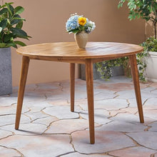 Merax Outdoor Patio Furniture Acacia Wood Round Dining Table, Water Resistant Finish Modern for Garden Kitchen Room, Teak