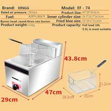 Commercial Gas Fryer, Semi-Professional, 10L Single Fat Tank, Adjustable Firepower, Stainless Steel LPG Fryer, Easy Clean
