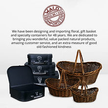 Wald Imports - Medium Dark Brown Hand Woven Wicker Basket for Storage with Handles - Woven Basket - Wicker Baskets for Picnics, Easter, Organizing, and More (17 x 6.5 inches)