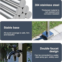 ERoomQ 304 Stainless Steel Outdoor Vertical Square Water Column with Double Faucet Antifreeze Hydrant for Lawn Garden Irrigation,Silver-96cm/38in