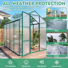 6x8 FT Greenhouse for Outdoors, Aluminum Large Walk-in Green House, Polycarbonate Panels, Adjustable Roof Vent, for Outside Garden Backyard, Patio, Lawn, Suitable for All Seasons (6x8 FT)