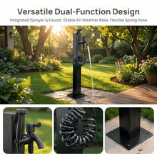 Outdoor Garden Water Column, Freestanding Stainless Steel Water Column with Faucet & Spray Gun, Freeze Proof Vertical Water Hydrant, for Irrigation, Pet Showering, Car Washing