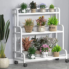 Indoor Plant Stand Garden Ladder Plant Stand,3 Tiered Metal Iron Flower Stand Step Planter Indoor Outdoor Planter Pot Stand Lockable Wheels,Corner Rolling Plant Shelves Flower Pot, A-80x40x107cm