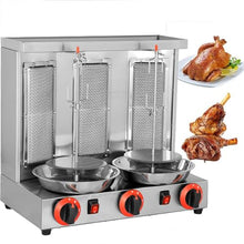 DFTWJMA Electric Vertical Kebab Gyro Grill Machine, Rotisserie Broiler with 2 Heating Tubes and Meat Catch Pan for Barbecue Cooking,Silver-L