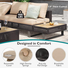 Finca ancha Boho Patio Furniture Set with Small Outdoor Table, Patio Bar Set w/Sillas para Balcon, Sillas para Patio Exterior, Adjustable Backrest, Ice Bucket Table, All-Weather Wicker (Khaki+Brown)