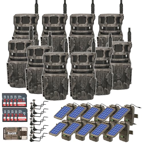 Stealth Cam Revolver 40MP Cellular Trail Camera Bundle with Solar Panel, Holder, 32GB Card & Reader (10-Pack)