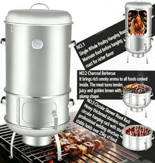 Drum Smoker and Grill, BBQ Charcoal Smoker Grill with Thermometer