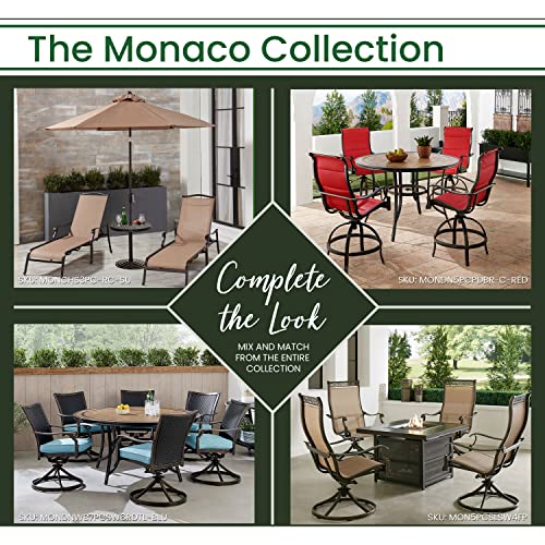 Hanover Monaco 7-Piece Outdoor Dining Set with Glass-Top Table and PVC Sling Chairs Tan