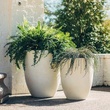 TITAN GREAT OUTDOORS Ash & Ember 22" Laurel Satin Ivory Planter, Lightweight Fiberstone Composite with Weather-Resistant Finish, Modern Planter Pot for Indoor and Outdoor Plants