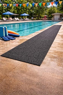 Commercial Drainage Spaghetti Mat – Heavy Duty Vinyl Loop Coil Mat for Pool Decks, Locker Rooms, Showers & Entryways – Non-Slip Drain-Through Design (Black, 3’ x 60’)