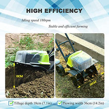 Cordless Rotavator,Cordless Garden Tiller Rotavator with Rechargeable Battery and Charger Tillage,Depth 18cm, Cultivated Land Width 36cm