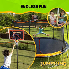 JumpKing 15 ft Trampoline with Safety Enclosure & Basketball Hoop Black/Orange