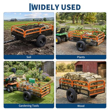 Heavy Duty Utility Trailer, 1500 LB Capacity, 15 Cu.Ft ATV Trailer Pull Behind with Removable Sides & All Terrain Tires, Lawn Tractor Dump Cart for Garden Yard, Orange