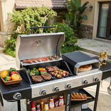 Grills House ZH3004S Premium Gas Grill and Pizza Oven Combo Silver & Black