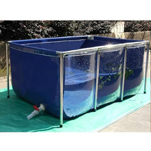 Zfmnoyev PVC Canvas Fish Pond with Steel Frame, Large Aquarium Pool Pond with Clear Viewing Window, Rectangular Above Ground Pools, Foldable Water Storage Tank(140x70x61cm)