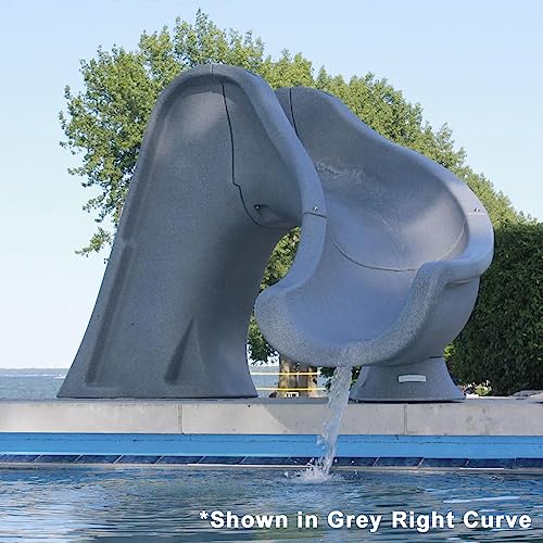 Global Pool Products Splash Inground Swimming Pool Water Slide Deck Mounted Right Curve Turn Gray