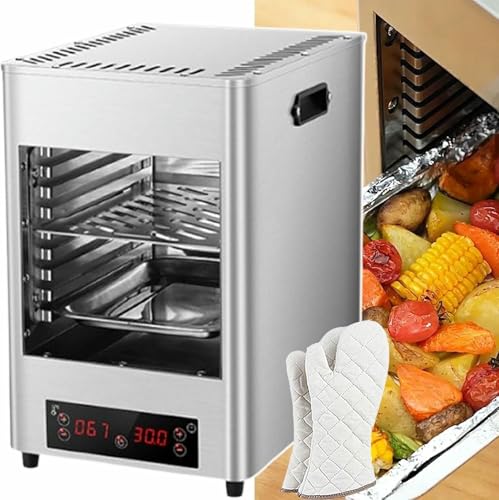 piudoiliy 1700w Steak Broiler,Electric Steak Grill,with Temperature Adjustment and Time Controlb, for Cooking Steak,Vegetables (A1)