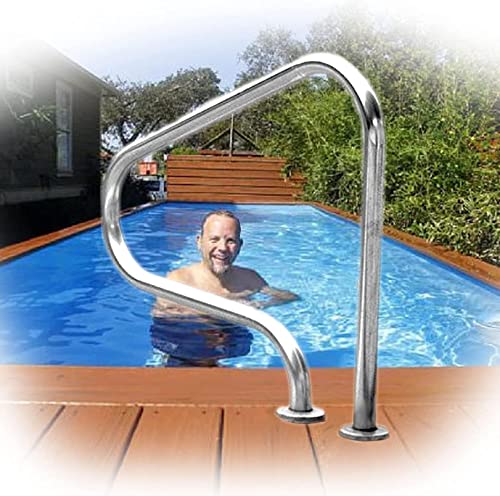 MSHOSAC Pool Safety Handrails Pool Handrails Swimming Pool Handrails Easy-to-Install Handrails 304 Stainless Steel Reinforced Base Spas Stair Handrails for Garden Backyard Pools