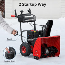PowerSmart Gas Snow Blower, 24-Inch Self-Propelled 208cc B&S Engine, 120V Electric Start, 13-Inch Snow Tires, Handle Warmer, 2-Stage Snow Blowers with LED Lights