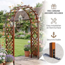 MBBTAG Wood Garden Arch Trellis for Climbing Plants Outdoor, Heavy Duty Garden Arbor Archway Trellis with Ground Anchors for Roses Vines Lawn Pathway and Wedding Decor(180x50x250cm)