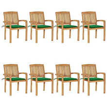 KUPTYERFG 8 Pc Solid Teak Patio Stacking Chairs with Cushions