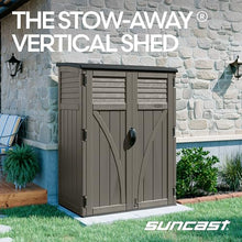 Suncast 54 Cu Ft Medium Vertical Storage Shed, Stoney, Made in USA