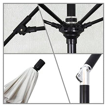 California Umbrella 11' Round Crank Lift, Collar Tilt, Aluminum Pole, Fiberglass Rib Patio Umbrella, Black Finish, White