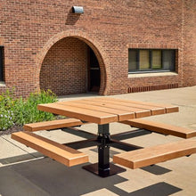 BarcoBoard 48 in. Square Pedestal Picnic Table, Surface Mount, Cedar