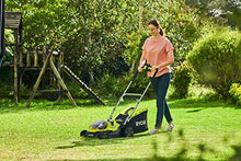 RYOBI 18 V ONE+ Hybrid Lawnmower RY18LMH37A-225 (Battery or Mains Operation, Cutting Width 37 cm, Includes 2 Batteries 2.5 Ah, Grass Collection Bag, 45 L, Mulchable, Cutting Height Adjustment)